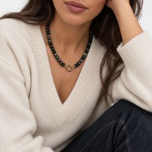 Indian Agate Natural Stone Clicker Necklace - Adina Eden's Jewels