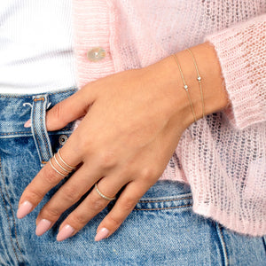  Tiny Diamond Bezel Bracelet 14K - Adina Eden's Jewels