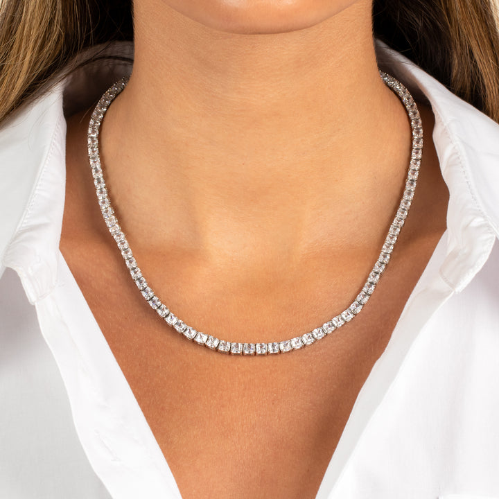  CZ Princess Cut Tennis Necklace - Adina Eden's Jewels