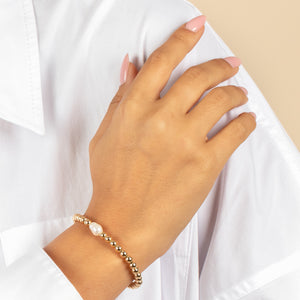  Pearl X Beaded Ball Stretch Bracelet - Adina Eden's Jewels