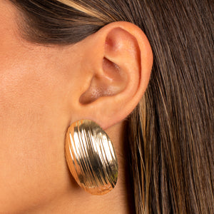  Ridged Oval Shape Dome Stud Earring - Adina Eden's Jewels