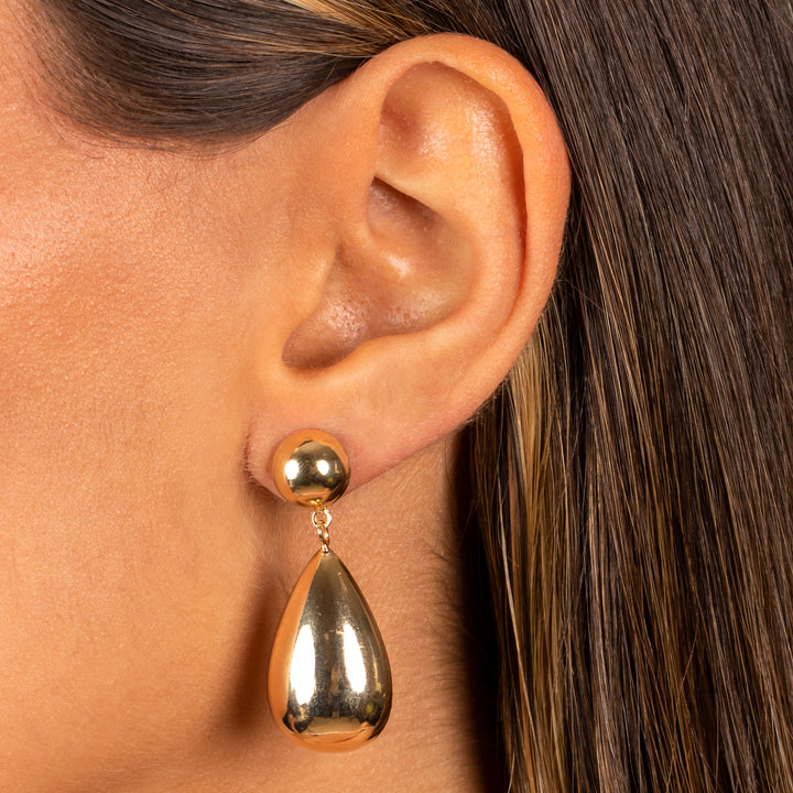  Solid Ball X Teardrop Drop Stud Earring - Adina Eden's Jewels