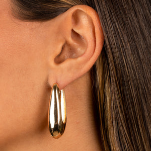  Thin Teardrop Shape Huggie Earring - Adina Eden's Jewels