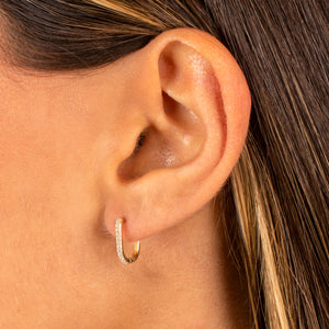  CZ Pave U-Shape Huggie Earring 14K - Adina Eden's Jewels