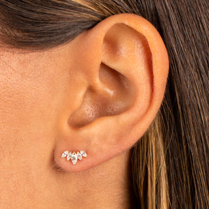  CZ Multi Marquise Curved Stud Earring 14K - Adina Eden's Jewels