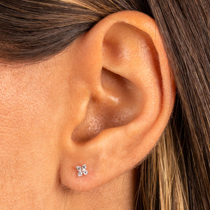  CZ Four Leaf Flower Stud Earring 14k - Adina Eden's Jewels