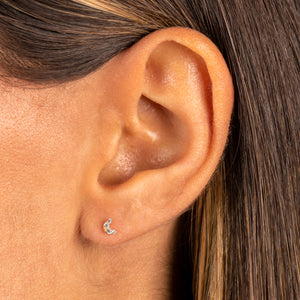  Tiny Pave Crescent Stud Earring 14K - Adina Eden's Jewels