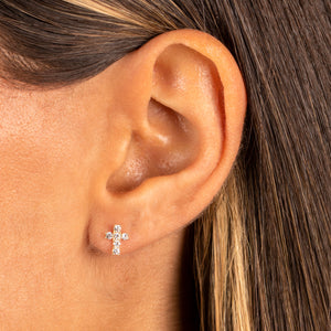  CZ Cross Stud Earring 14K - Adina Eden's Jewels
