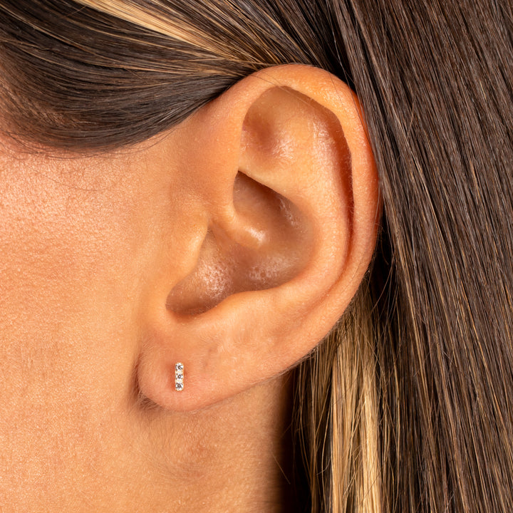  Pave Mini Bar Stud Earring 14K - Adina Eden's Jewels