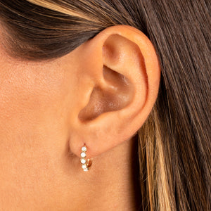  Opal Bezel Huggie Earring 14K - Adina Eden's Jewels