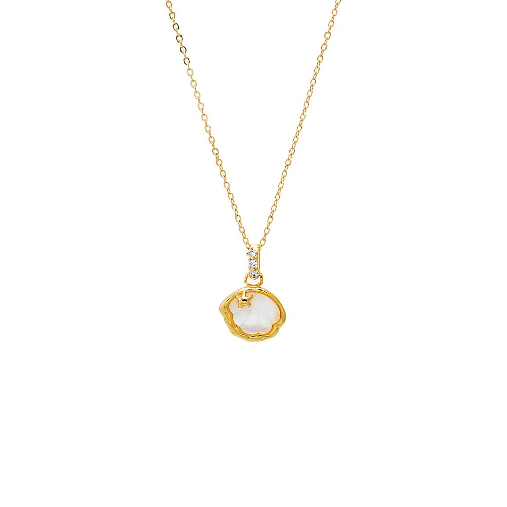 Mother of Pearl Mother Of Pearl Bezel Shell Necklace - Adina Eden's Jewels