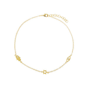 CZ Protection Symbol Charm Anklet