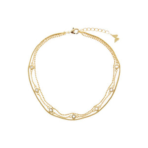 Mini Beaded Chain X CZ Station Anklet