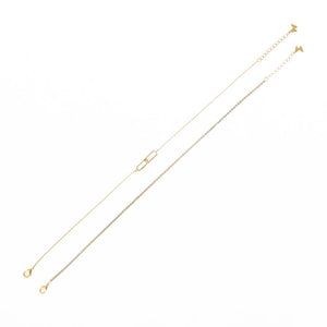 Tennis & Paperclip Pave Anklet Combo Set