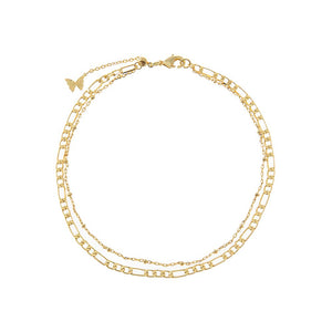 Figaro X Ball Chain Double Strand Anklet
