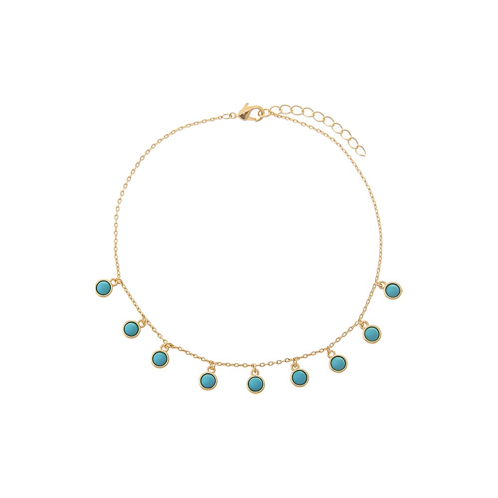 Turquoise Turquoise Bezel Shaker Anklet - Adina Eden's Jewels