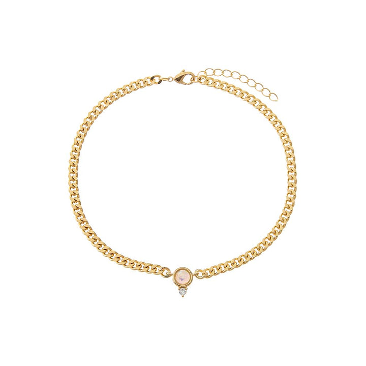 CZ X Opal Cuban Link Pendant Anklet
