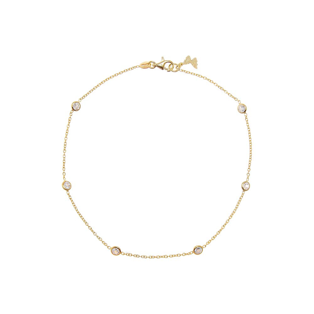 Gold CZ Station Anklet - Adina Eden's Jewels