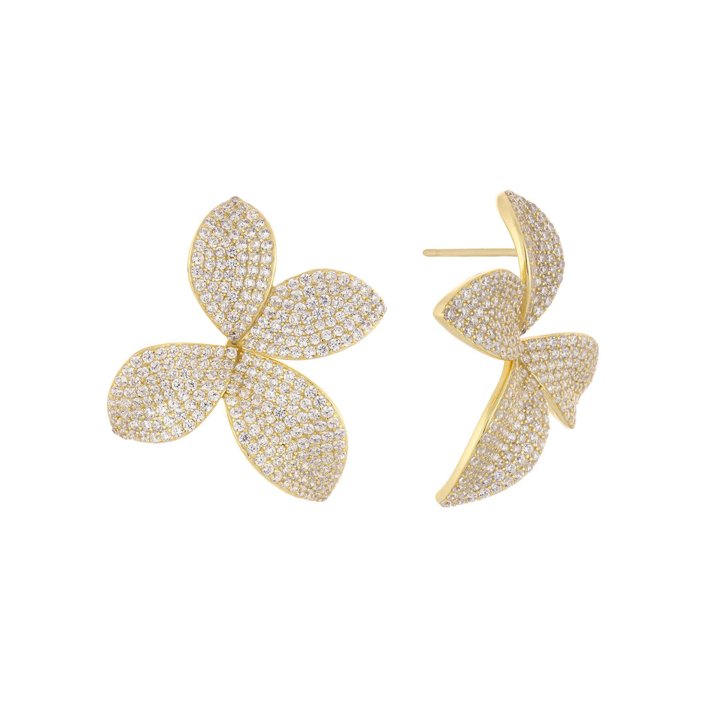 Gold Pavé Fancy On The Ear Stud Earring - Adina Eden's Jewels
