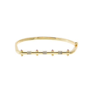 Pave/Ruby Red Squared-Oval Hinged Bangle