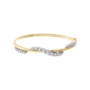 CZ Two-Tone Curved Wave Statement Bangel