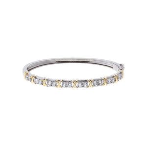 CZ Tow-Tone X Tennis Bangle