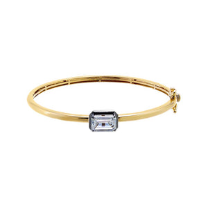 14K Gold / 3CT Lab Grown Diamond Emerald Encased Bezel Bangle 14K - Adina Eden's Jewels