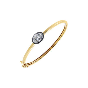 Lab Grown Diamond Oval Encased Bezel Bangle 14K - Adina Eden's Jewels