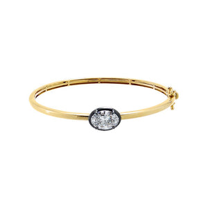 14K Gold / 3CT Lab Grown Diamond Oval Encased Bezel Bangle 14K - Adina Eden's Jewels
