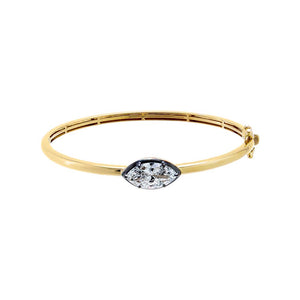 14K Gold / 3CT Lab Grown Diamond Marquise Encased Bezel Bangle 14K - Adina Eden's Jewels