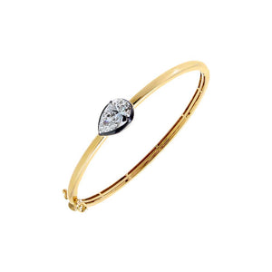 Lab Grown Diamond Pear Encased Bezel Bangle 14K - Adina Eden's Jewels
