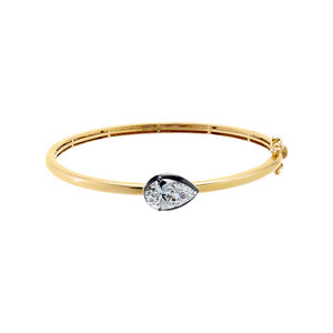 14K Gold / 3CT Lab Grown Diamond Pear Encased Bezel Bangle 14K - Adina Eden's Jewels