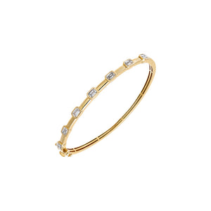 Gold Lab Grown Diamond Multi Emerald Bezel Bangle - Adina Eden's Jewels