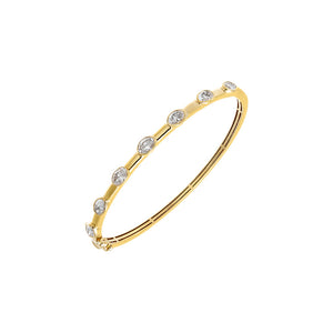 Gold Lab Grown Diamond Multi Oval Bezel Bangle - Adina Eden's Jewels