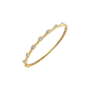 Gold Lab Grown Diamond Multi Pear Bezel Bangle - Adina Eden's Jewels
