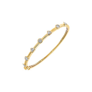 Gold Lab Grown Diamond Multi Round/Heart Bezel Bangle - Adina Eden's Jewels