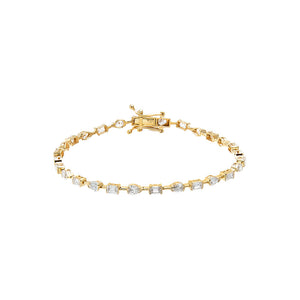 Gold Lab Grown Diamond Mixed Cut Semi Bezel Tennis Bracelet - Adina Eden's Jewels