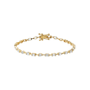 Gold Lab Grown Diamond Pear/Emerald Semi Bezel Tennis Bracelet - Adina Eden's Jewels