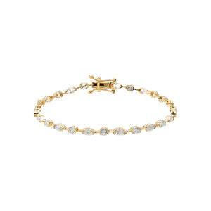 Gold Lab Grown Diamond Marquise/Round Semi Bezel Tennis Bracelet - Adina Eden's Jewels