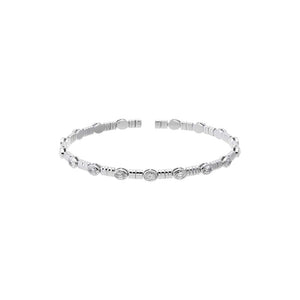 Lab Grown Diamond Oval Bezel Textured Open Bangle 14K - Adina Eden's Jewels