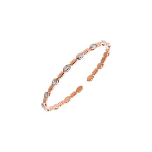 Lab Grown Diamond Marquise Bezel Textured Open Bangle 14K - Adina Eden's Jewels