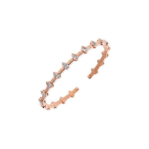 Lab Grown Diamond Pear Bezel Textured Open Bangle 14K - Adina Eden's Jewels