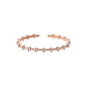 14K Rose Gold Lab Grown Diamond Pear Bezel Textured Open Bangle 14K - Adina Eden's Jewels