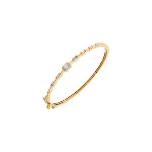 14K Gold Lab Grown Diamond Baguette/Emerald Bezel Bangle 14K - Adina Eden's Jewels