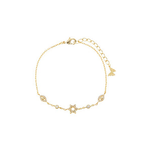 CZ Star Of David & Evil Eye Motif Bracelet