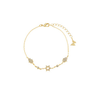 CZ Star Of David & Hamsa Motif Bracelet