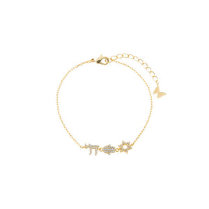 Pave Jewish Motif Charm Bracelet