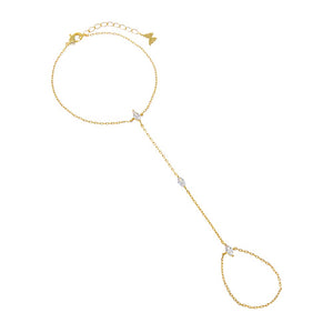 Gold Multi CZ Marquise Hand Chain Bracelet - Adina Eden's Jewels