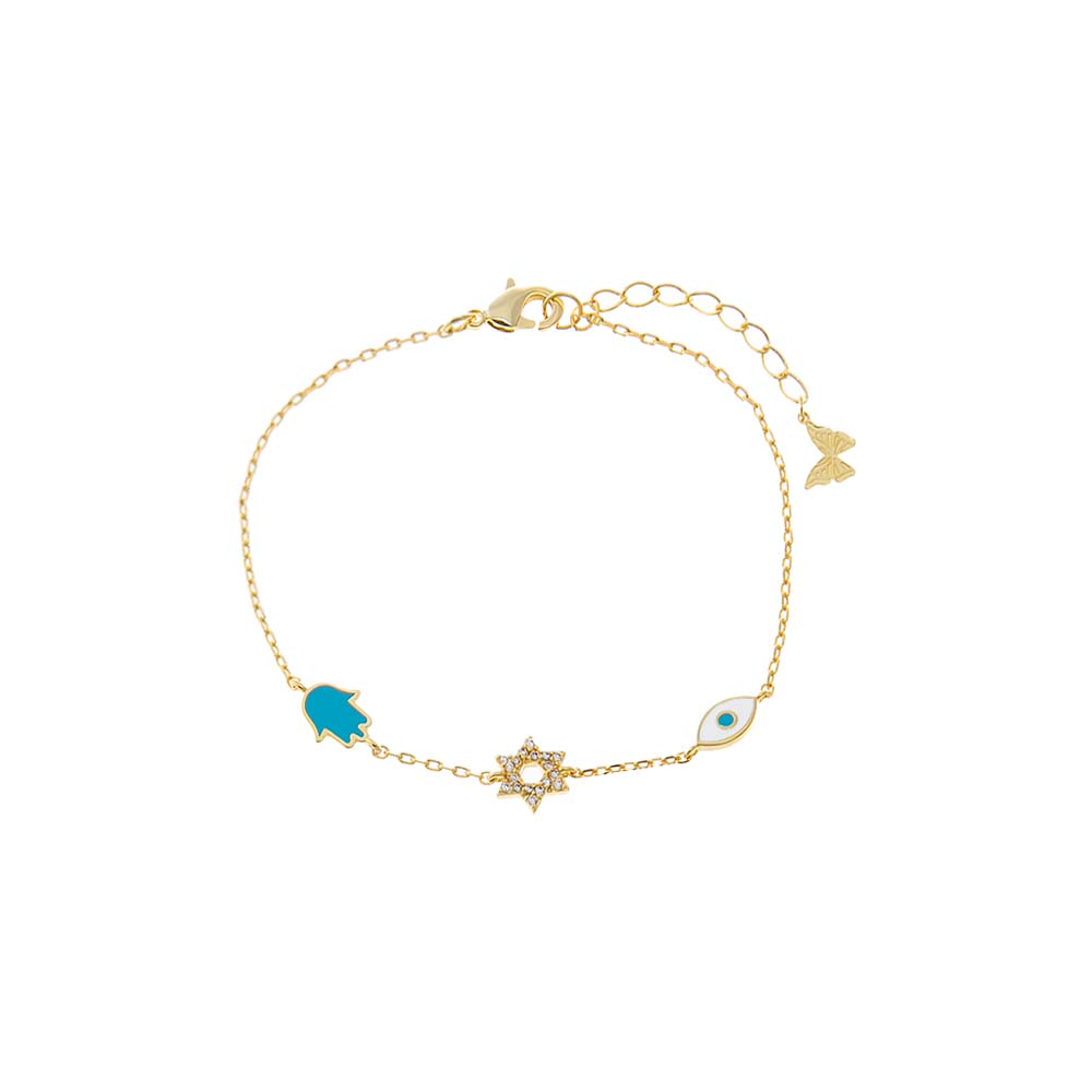 Turquoise Turquoise Jewish Charms Bracelet - Adina Eden's Jewels