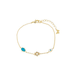 Turquoise Turquoise Jewish Charms Bracelet - Adina Eden's Jewels